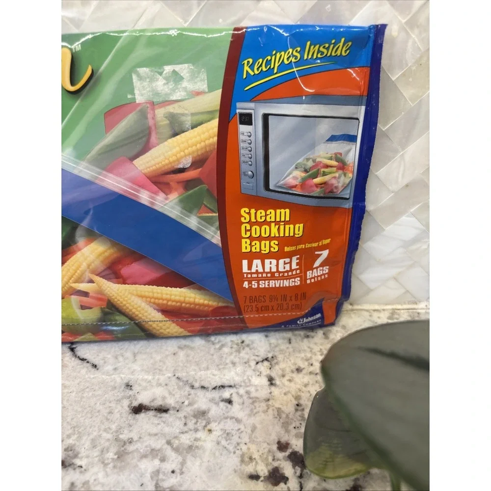 Ziploc Zip'N Steam Cooking Bags Large 7 Pack 9 1/4in X 8in Servings discontinued